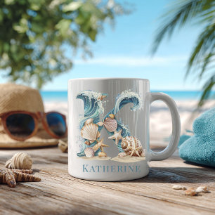 Taza De Café Monograma personalizada de la costa Inicial K Play