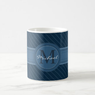 Taza De Café Monograma personalizado azul fresco