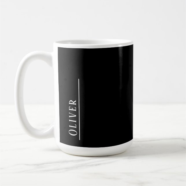 Taza De Café Monograma personalizado, blanco y negro moderno (Izquierda)