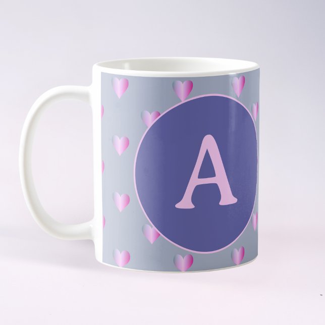 Taza De Café Monograma personalizado Cardíaco Lilac (Subido por el creador)