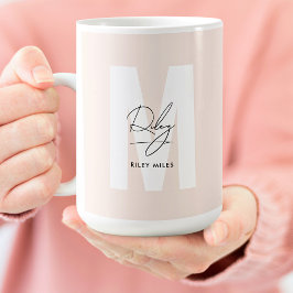 Taza De Café Monograma Personalizado clásico Firma Nombre del g