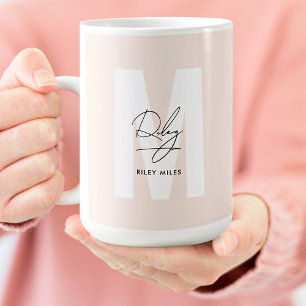 Taza De Café Monograma Personalizado clásico Firma Nombre del g