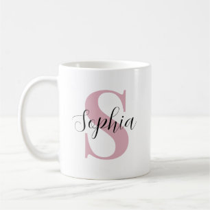 Taza De Café Monograma personalizado con inicial y nombre perso