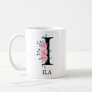 Taza De Café Monograma Personalizado de acuarela Letra individu