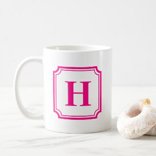 Taza De Café Monograma personalizado de bordes clásicos rosados