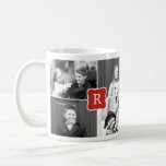 Taza De Café Monograma Personalizado de Collage Foto Mug - Rojo<br><div class="desc">Personaliza esta taza con tu texto y fotos para crear un regalo único. Disponible en más colores.</div>