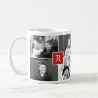 Monograma Personalizado de Collage Foto Mug - Rojo