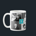 Taza De Café Monograma Personalizado de Collage Foto Mug - Turq<br><div class="desc">Personaliza esta taza con tu texto y fotos para crear un regalo único. Disponible en más colores.</div>