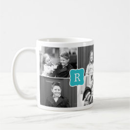 Taza De Café Monograma Personalizado de Collage Foto Mug - Turq