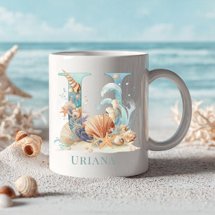 Taza De Café Monograma personalizado de la costa Inicial U Play