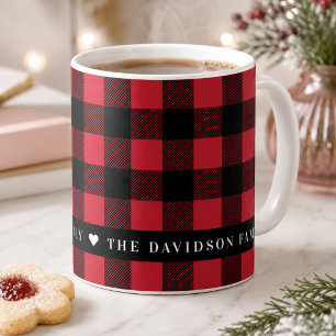 Taza De Café Monograma personalizado de la familia con cuadros