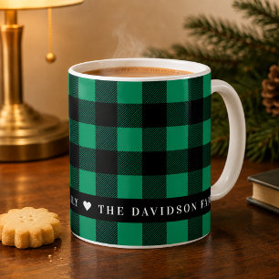 Taza De Café Monograma personalizado de la familia con cuadros 