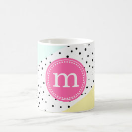 Taza De Café Monograma personalizado de verano mint, rosado y a