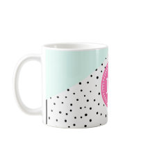 Monograma personalizado de verano mint, rosado y a