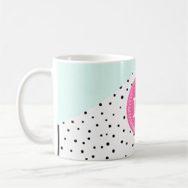 Taza De Café Monograma personalizado de verano mint, rosado y a