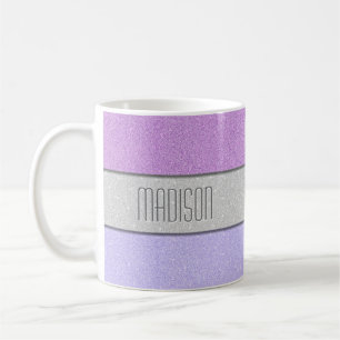Taza De Café Monograma Personalizado Falso Brillo Brillante