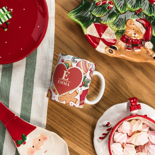 Taza De Café Monograma personalizado Gingerbread y Navidades de (Subido por el creador)