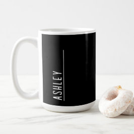 Taza De Café Monograma personalizado, nueva línea negra