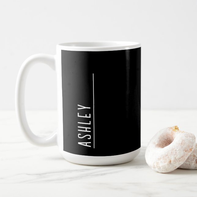 Taza De Café Monograma personalizado, nueva línea negra (Con donut)