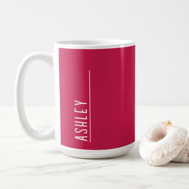 Taza De Café Monograma personalizado, rosa cereza (Con donut)