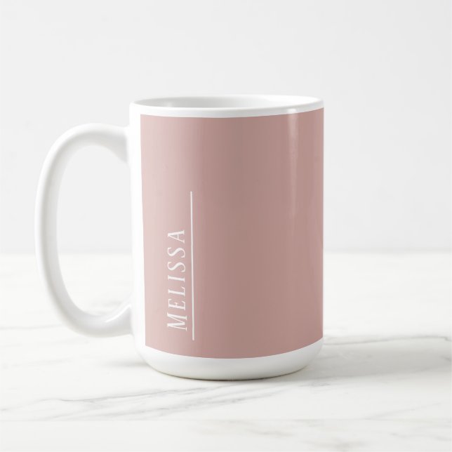 Taza De Café Monograma personalizado, rosa claro moderno (Izquierda)