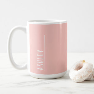 Taza De Café Monograma personalizado, rosa pastel moderno