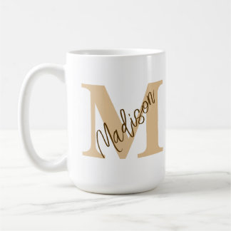 Taza De Café Monograma personalizado Tan Brown Mug