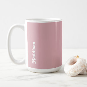 Taza De Café Monograma personalizado, tipografía retro rosada p