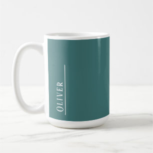 Taza De Café Monograma personalizado, verde verde azulado moder