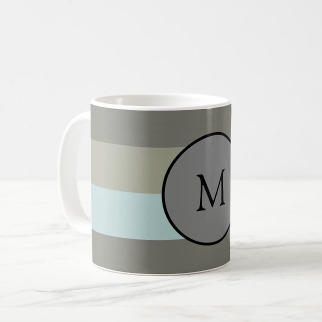 Taza De Café Monograma personalizar Bandas de colores modernos (Anverso izquierdo)