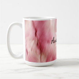 Taza De Café Monograma Piel de vaca de lechuza rosa moda
