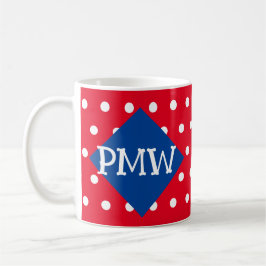 Taza De Café Monograma Polka Dot Happy Birday Mug
