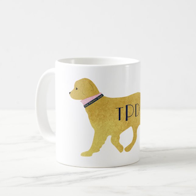 Taza De Café Monograma Preppy Golden Retriever (Anverso izquierdo)
