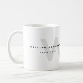 Taza De Café Monograma profesional del arquitecto blanco y