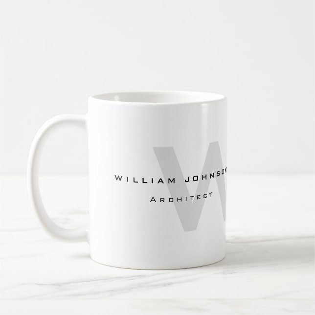 Taza De Café Monograma profesional del arquitecto blanco y (Izquierda)