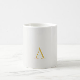 Taza De Café Monograma profesional inicial en color dorado y pa