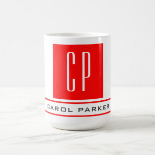 Taza De Café Monograma profesional moderno Nombre simple