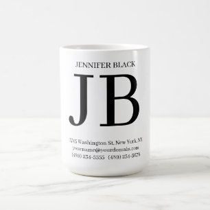 Taza De Café Monograma Profesional Negro Blanco