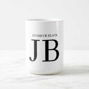 Taza De Café Monograma Profesional Negro Blanco