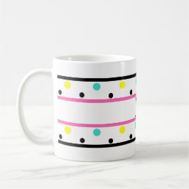 Taza De Café Monograma puntos de Polka amarillo rosa azul