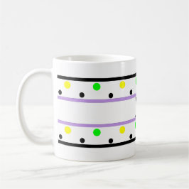 Taza De Café Monograma puntos de polka verde morado amarillo