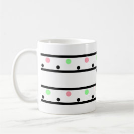 Taza De Café Monograma puntos de Polka Verde Rosa Negro