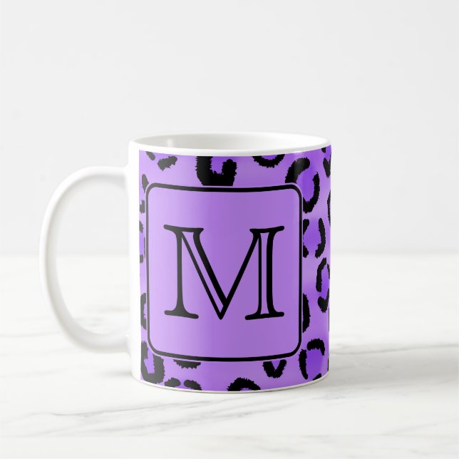 Taza De Café Monograma púrpura del personalizado del estampado (Izquierda)