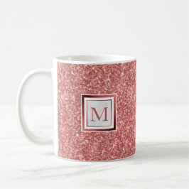 Taza De Café Monograma Purpurina de oro Girly Rosa