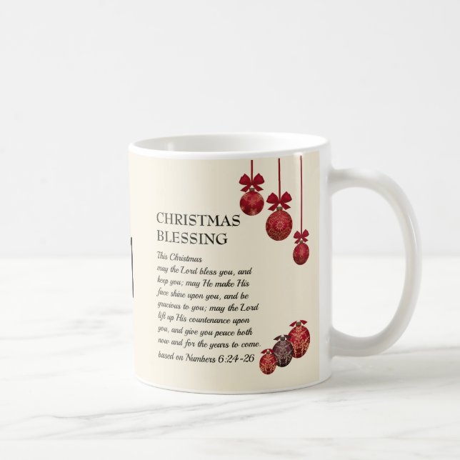 Taza De Café Monograma QUE JEHOVAH TE BENDIGA | Navidad (Derecha)