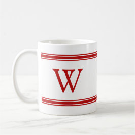 Taza De Café Monograma Red Stripe Personalizado Mug