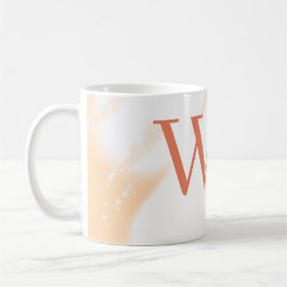 Taza De Café Monograma retro blanco naranja melocotón pastel no