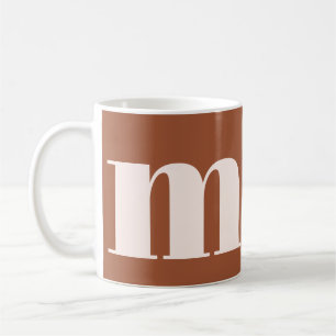 Taza De Café Monograma retro personalizado con terracota Boho
