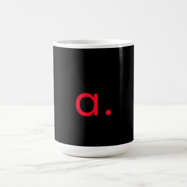 Taza De Café Monograma rojo negro Letra inicial lino moderno (Centro)