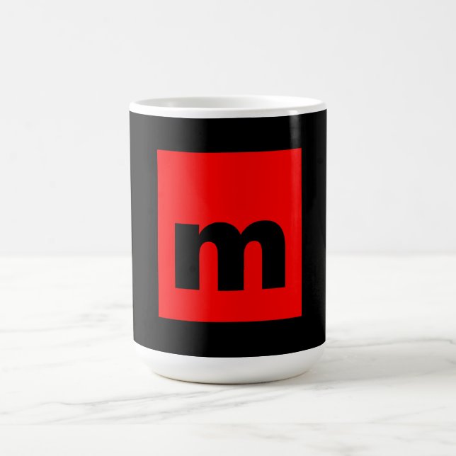 Taza De Café Monograma rojo negro Letra inicial lino moderno (Centro)